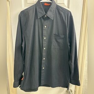 Versace Dark Gray Striped Button Down Shirt
